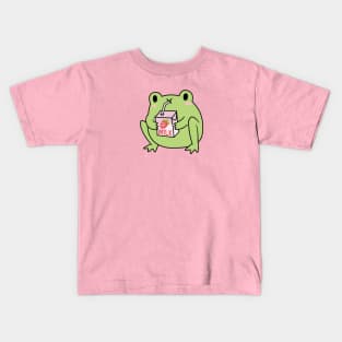 Cute Strawberry Milk Frog Kids T-Shirt